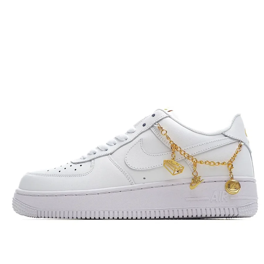 Nike Air Force 1 White Gold Chain