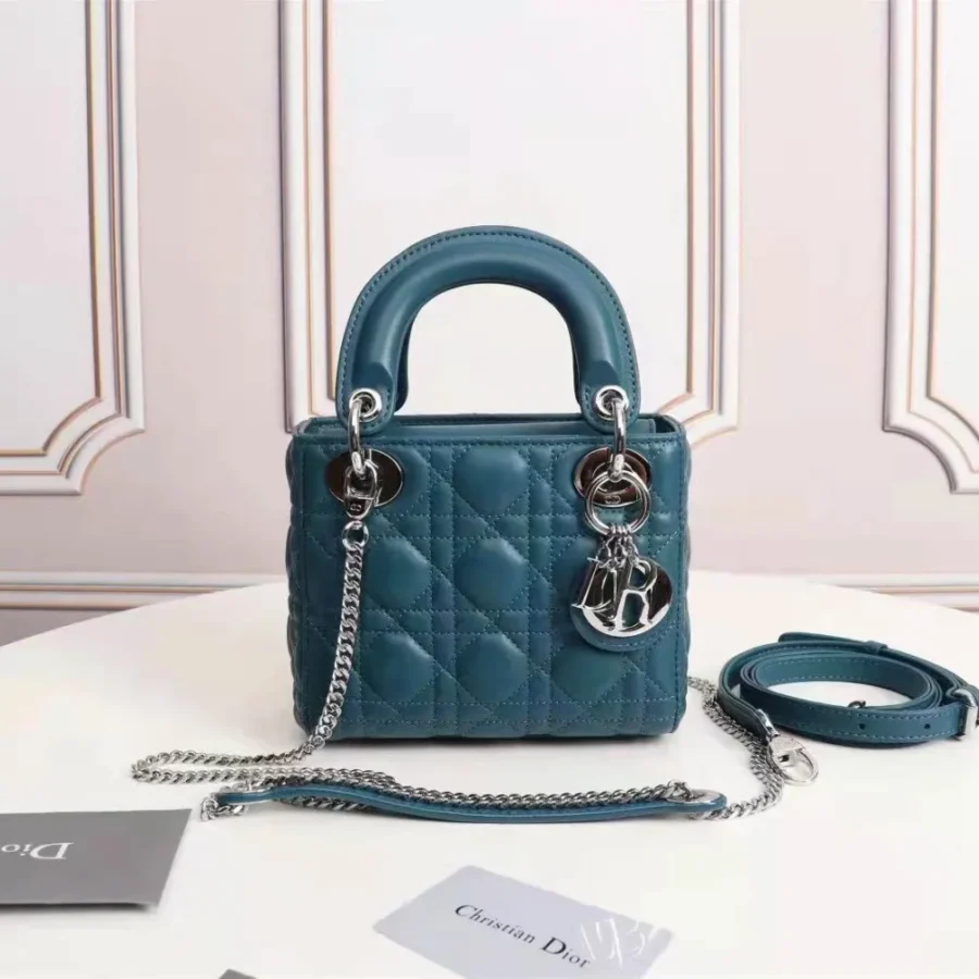 Three compartments dark sea blue handbag size: 6633 Size: 17x15xCM
