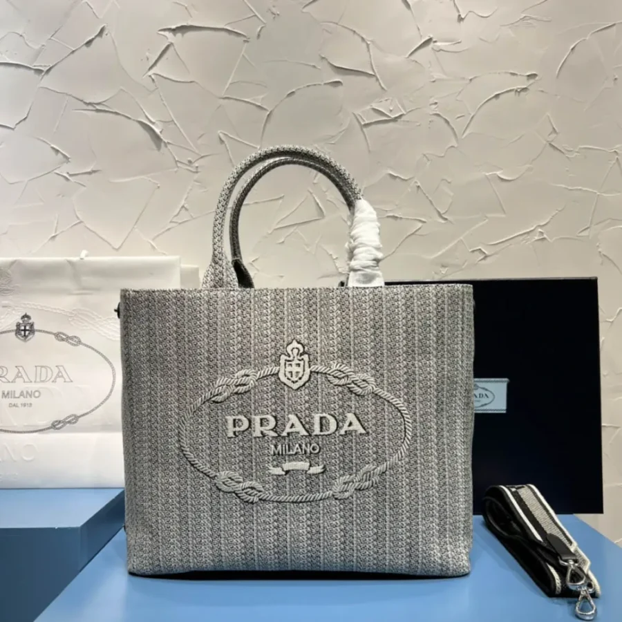 Prada Embroidered Tot Bag Size: 27x18.5cm 1BA342