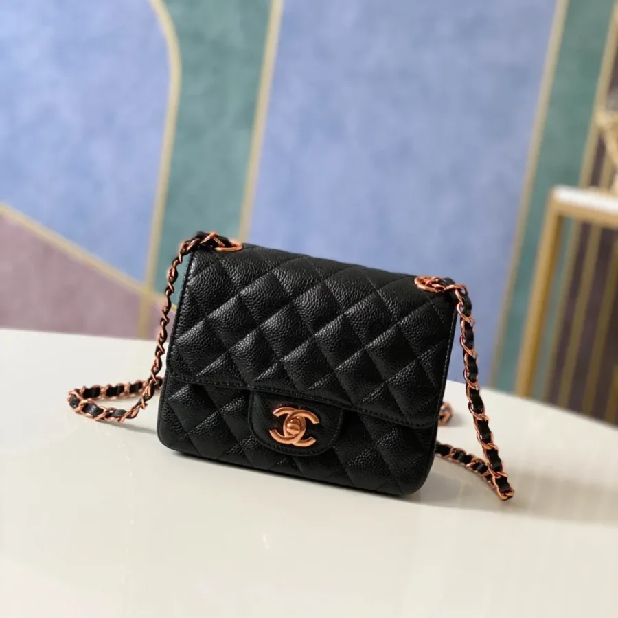 Chane Rose Gold Black Leather Size: 17cm Code: 115